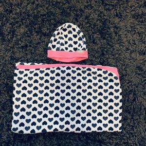 NWOT cotton heart infant blanket and hat
